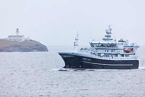 The new Antares sailing in past Bressay Light.