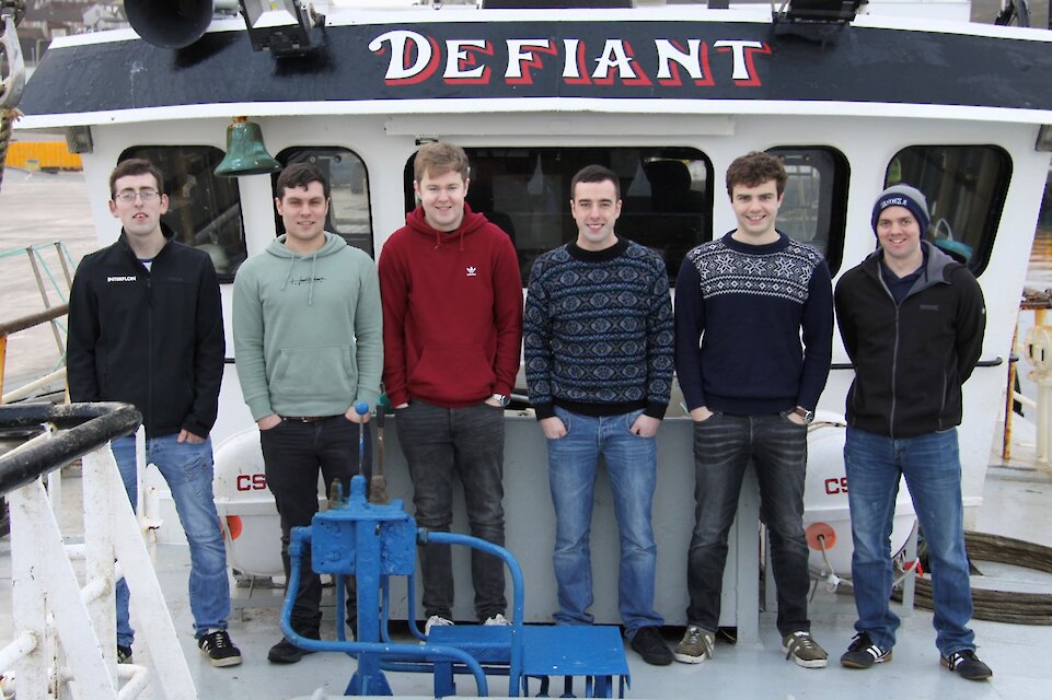 New Defiant owners Tom Jamieson, Richard Whelan, Ross Sutherland, Robbie Jamieson (skipper), Magnus Polson and James Shearer.